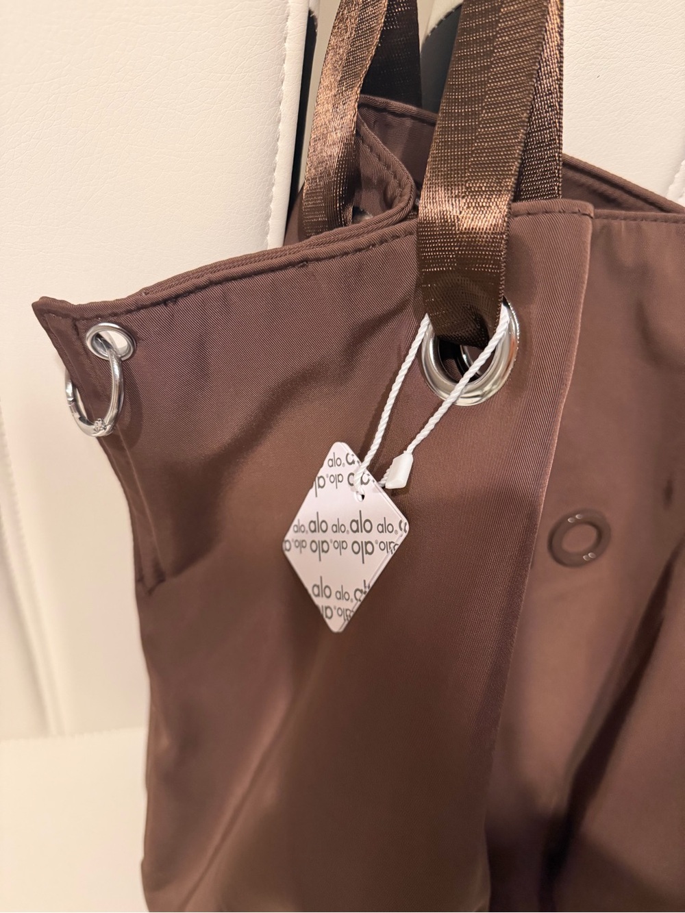 Alo brown tote bag with leather shoulder - Picture 6 of 8